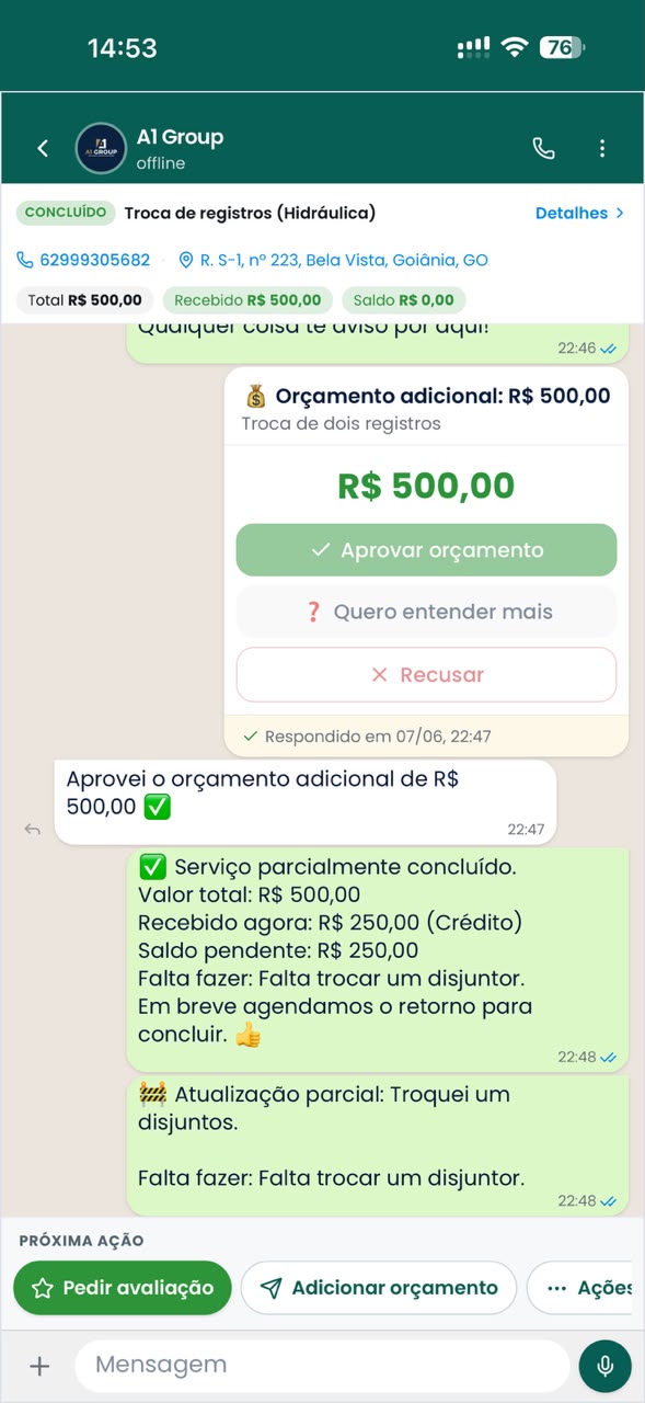 Aprovação dentro do chat